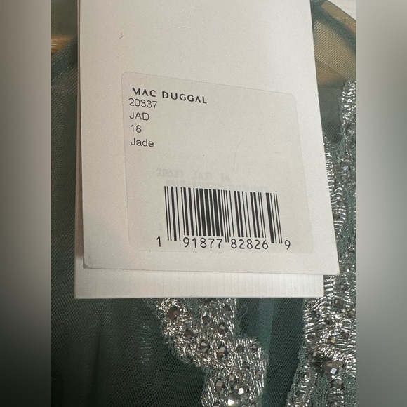 Mac Duggal Women's Embellished Bow Belt Illusion Long Sleeve A Line Dress 20337 - Picture 8 of 14